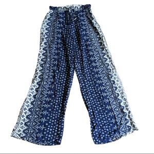 Angie Bohemian Hippie Printed Lightweight Wide Leg Smocked Waist Drawstring Pant